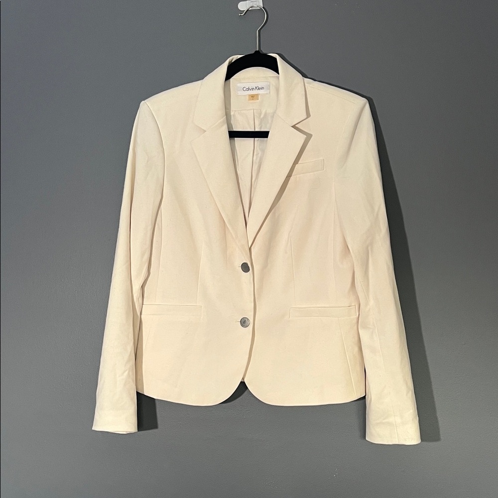 Calvin Klein Women's Cream Single-Button Tailored Blazer